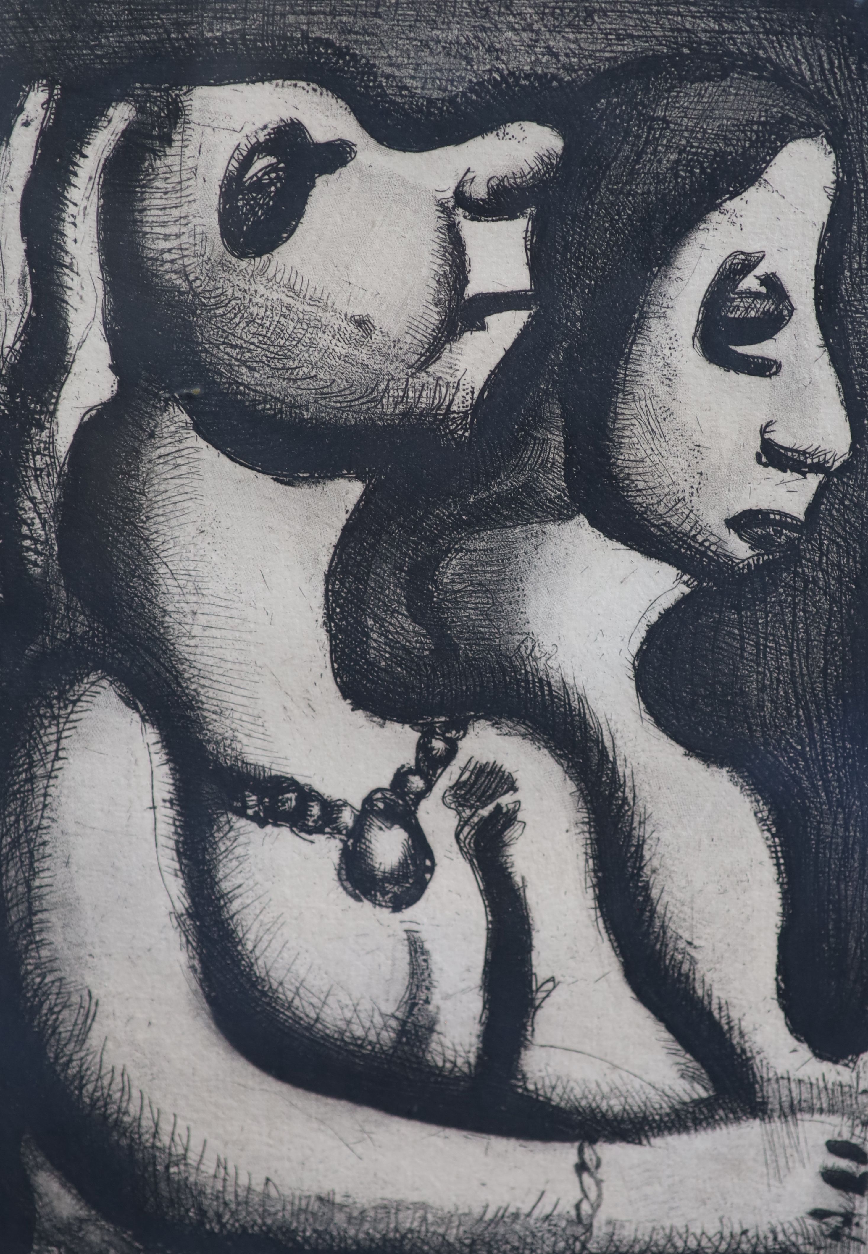 Georges Rouault (French, 1871-1958), Les Deux Matrones / Deux Femmes en profil, etching and aquatint, 27 x 19 cm.